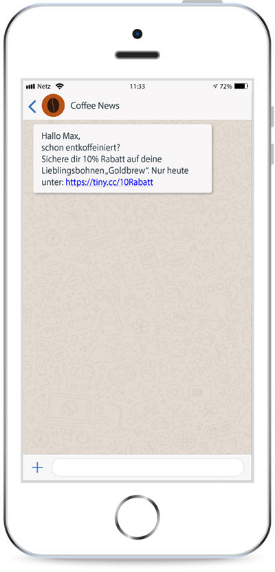 Empfang eines Rabattcodes per SMS-Nachricht auf einem Smartphone